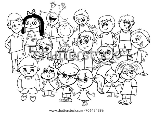 Black White Cartoon Illustration Preschool Elementary Stock ...