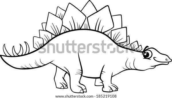 Download Black White Cartoon Illustration Stegosaurus Prehistoric ...