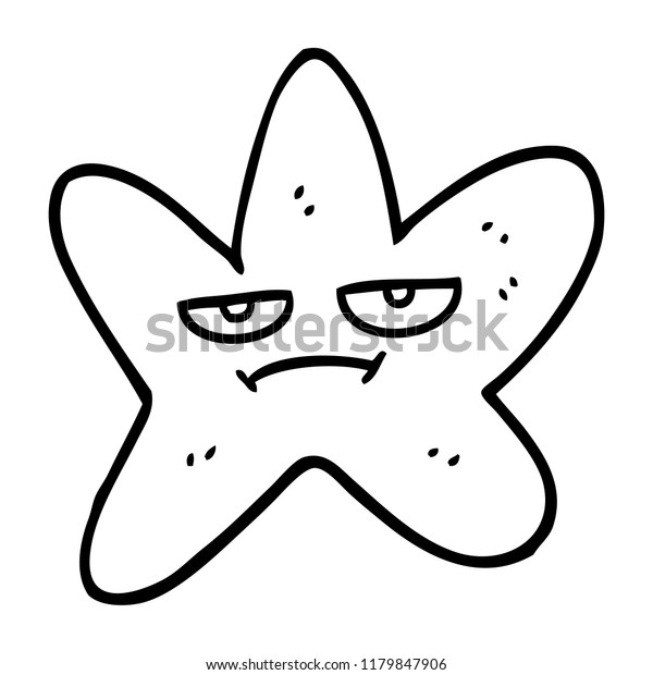 Black White Cartoon Star Fish Stock Illustration 1179847906