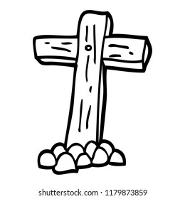 Black White Cartoon Wooden Cross Stock Illustration 1179873859 ...