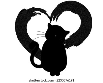 black and white cat image with the basis of love



