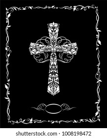 Black White Catholic Vintage Greeting Card Stock Vector (Royalty Free ...