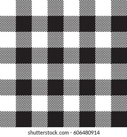 Black White Check Pattern Seamless Fabric Texture. 