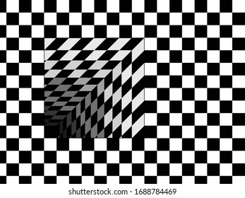 Black White Checkered Squares 3d Illustration Stock Illustration ...