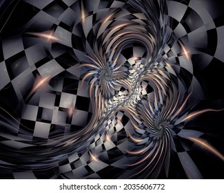 Black And White Checks, Abstract Art, Fractal Art