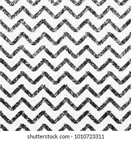 Black And White Chevron Pattern Covered With Chunky Glitter