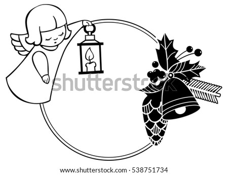 black and white christmas frame with cute angel copy space christmas holiday background - Black And White Christmas Clip Art black and white christmas frame with cute angel copy space christmas holiday background - Black And White Christmas Clip Art