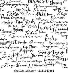 Black And White City Names And Fashion Style Quantity Pattern