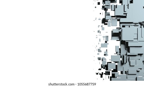 Black And White Cubes Screen Wipe Transition. 3D