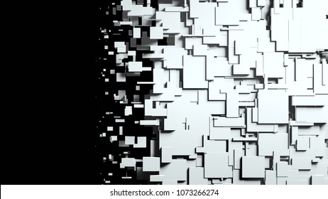 Black And White Cubes Screen Wipe Transition. 3D Rendering