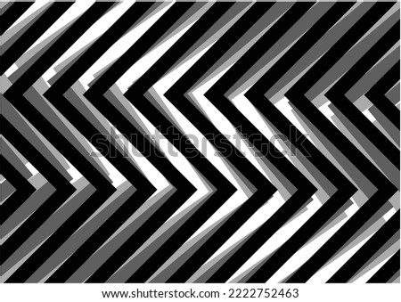 black and white diagonal zigzag stripes with gray shadows. Modern motley background with the effect of volume from diagonal lines with an offset in the center of the sheet