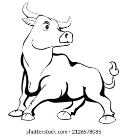 Black White Drawing Bull Coloring Book Stock Illustration 2126578085