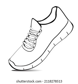 Black White Drawing Sneakers Sports Shoes Stock Illustration 2118278513 ...