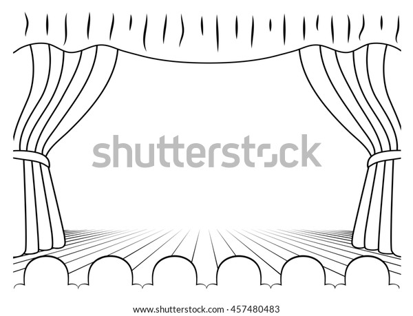 Black White Drawing Theatrical Scene Stock Illustration 457480483