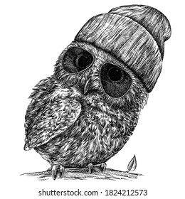 Black White Engrave Isolated Owl Illustration Stock Illustration ...