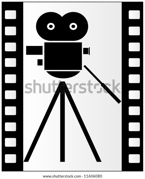 Black White Filmstrip Movie Camera Background Stock Illustration 11606080