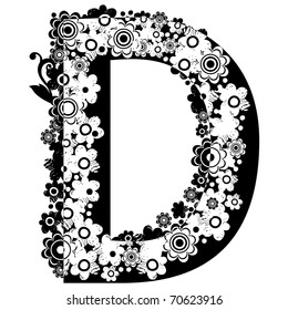 Black White Floral Abc Letter D Stock Illustration 70623916 | Shutterstock