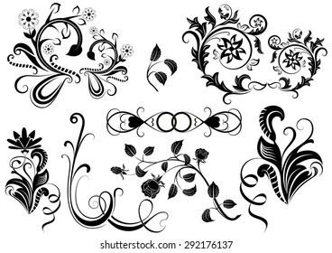 Black White Vector Floral Design Elements Stock Vector (Royalty Free ...