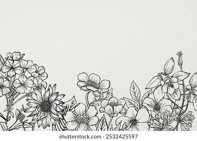 Ilustración floral en blanco