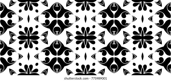 Black White Floral Pattern Geometric Form Stock Illustration 775989001 ...