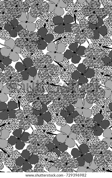 Black White Flower Pattern Stock Illustration 729396982