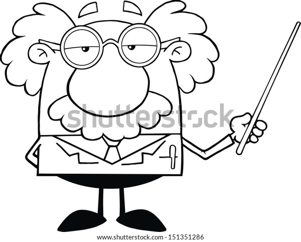 Black White Funny Scientist Professor Holding Stock Illustration 151351286