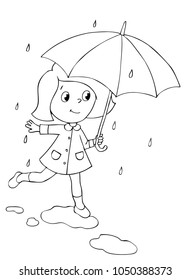 2,975 Girl with umbrella black white Stock Illustrations, Images ...