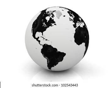 Black And White Globe 3D Rendered