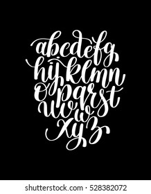 Black And White Hand Lettering Alphabet Design, Handwritten Brush Script Modern Calligraphy Cursive Font Raster Version Illustration