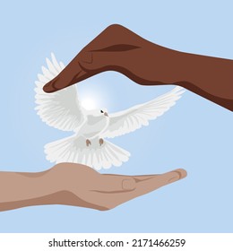 Black And White Hands, Unity Of All Races For Peace