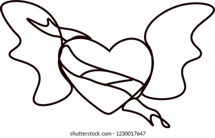 black and white heart with wings - Shutterstock ID 1230017647
