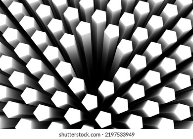 Black And White Hole Pentagon Abstract Background 3D Render Illustration