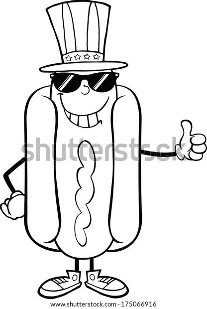 Black White Hot Dog Sunglasses Patriotic Stock Illustration 175066916