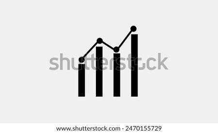 A black and white icon of a bar chart with a line graph overlay, representing data analysis or statistics.