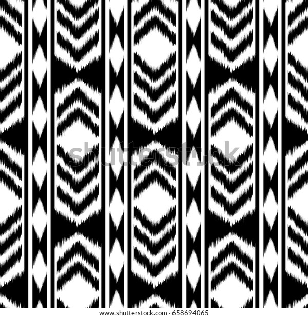 Black White Ikat Seamless Pattern Design Stock Illustration 658694065