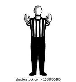 Black White Illustration Showing Basketball Referee Stock Illustration ...