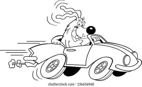 Cartoon Illustration Dog Driving Car Holding Stock Vector (Royalty Free ...