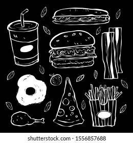 Black White Illustration Fast Food On Stock Illustration 1556857688 ...