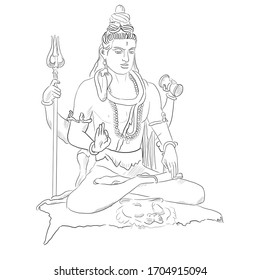 Black White Illustration God Shiva Stock Illustration 1704915094