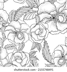 Black White Illustration Rose Buds Seamless Stock Illustration ...