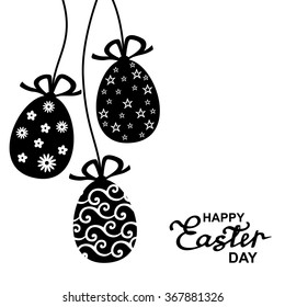 Black White Illustrations Greeting Easter Card Stock Illustration ...
