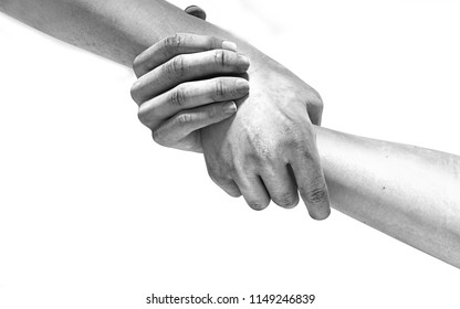 Black and white image of the hands of two people at the time of rescue 3d illustration - Powered by Shutterstock