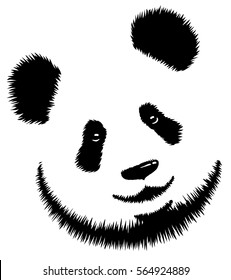 black and white linear paint draw panda illustration