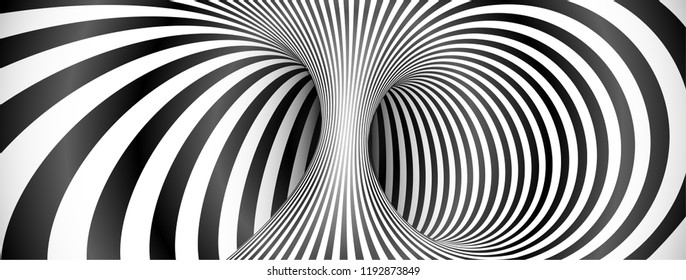 Black and white lines optical illusion horizontal background