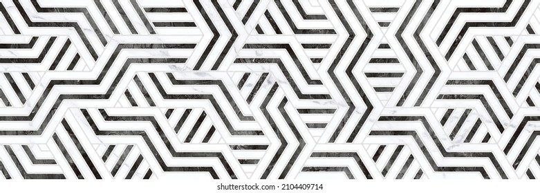 Black and White lines pattern with marble texture