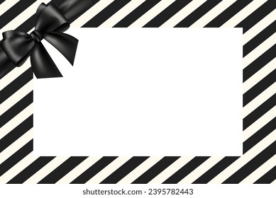 Black and white lines pattern with black ribbon with copy space area