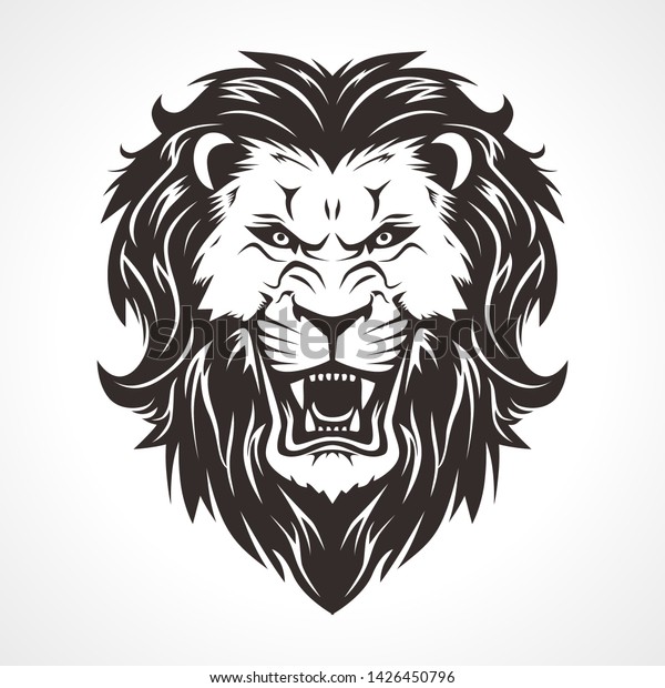 lions black and white logo