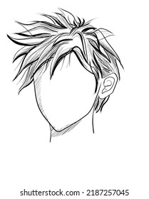 Black White Male Anime Hairstyle Stock Illustration 2187257045 ...