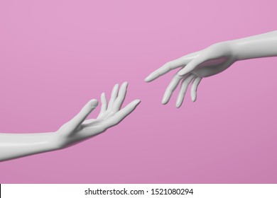 Black And White Mannequin Hand On Pink Background. 3D Render Image.