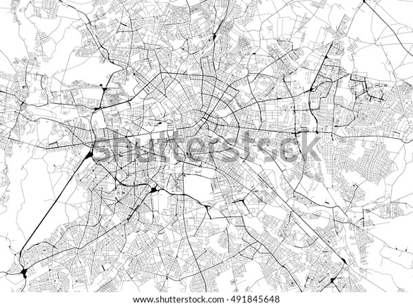 ベルリンの道路網の白黒の地図 のイラスト素材